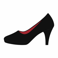 new style female black shoe vector icon on white background
