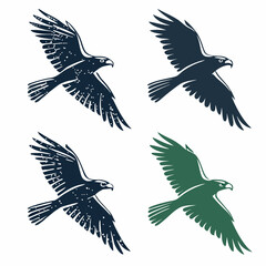 Obraz premium Four stylized hawks in flight dark teal and green