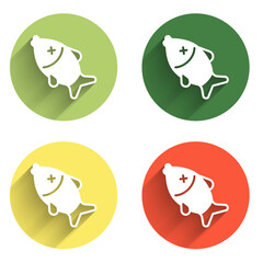 Set Dead fish icon isolated with long shadow background. Color circle button. Vector