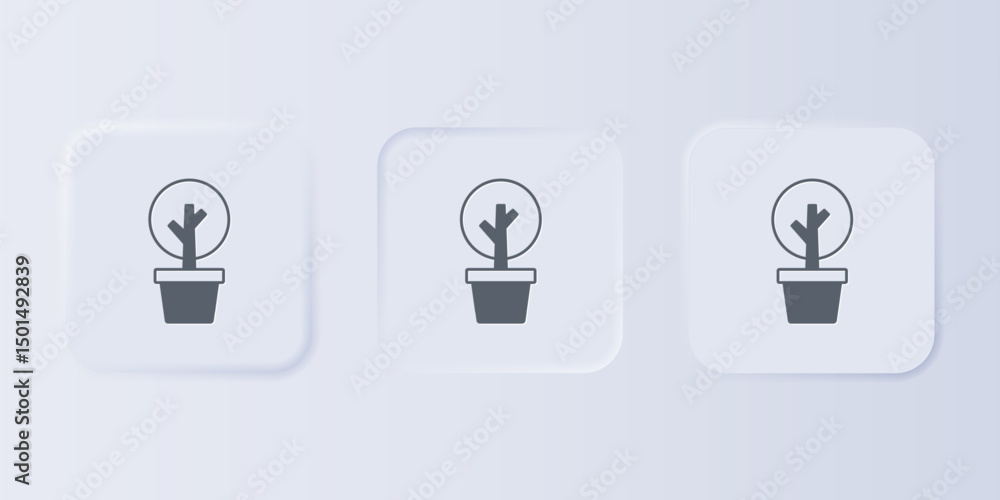 Poster grey tree icon isolated on grey background. forest symbol. set icons in square buttons. vector