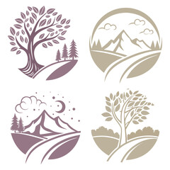 Scenic nature collection tree mountain landscape road