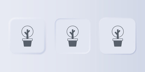 Grey Tree icon isolated on grey background. Forest symbol. Set icons in square buttons. Vector