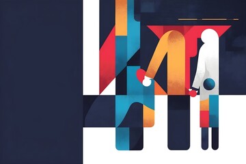 Bold geometric design with vibrant colors and abstract shapes, symbolizing creativity, modernity, or dynamic energy, perfect for branding or contemporary art