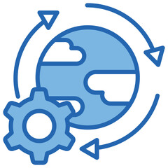 Globalization Blue White Icon