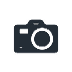 Black Photo camera icon isolated on white background. Foto camera. Digital photography. Vector