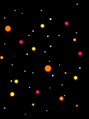 Celestial Symphony: A captivating display of vibrant celestial orbs, scattered across the dark expanse, create an mesmerizing illustration.