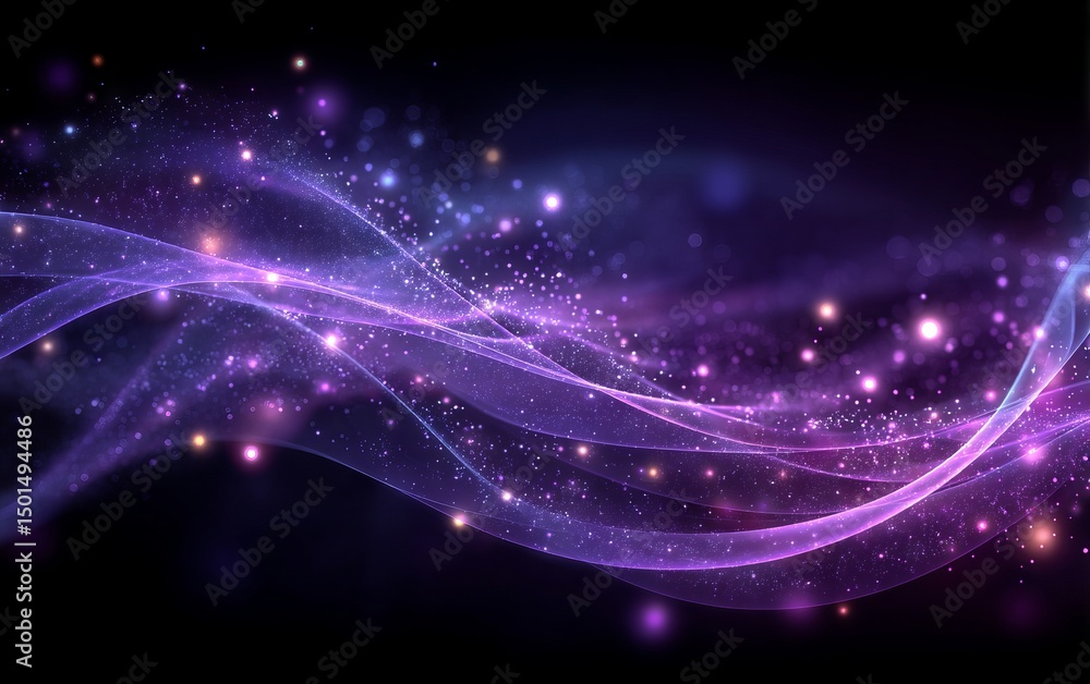 Poster a colorful wave of light with many small dots