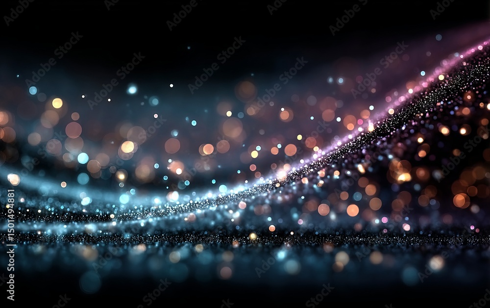 Poster a colorful wave of light with many small dots