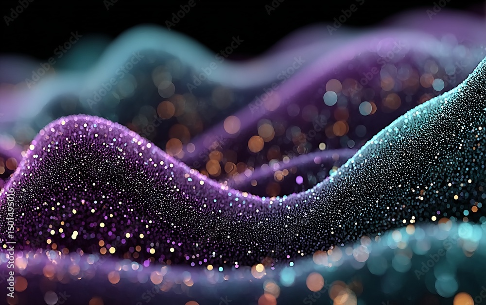 Poster a colorful wave of light with many small dots