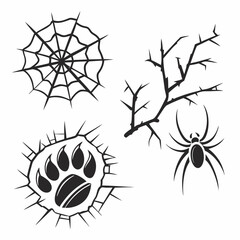 Spiderweb paw print branch spider halloween nature wildlife design