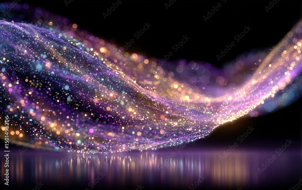 Poster a colorful wave of light with many small dots