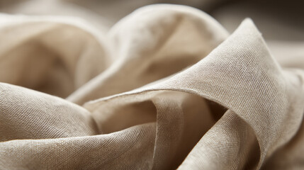 Textured linen fabric with subtle weave details, conveying natural simplicity and organic elegance.
