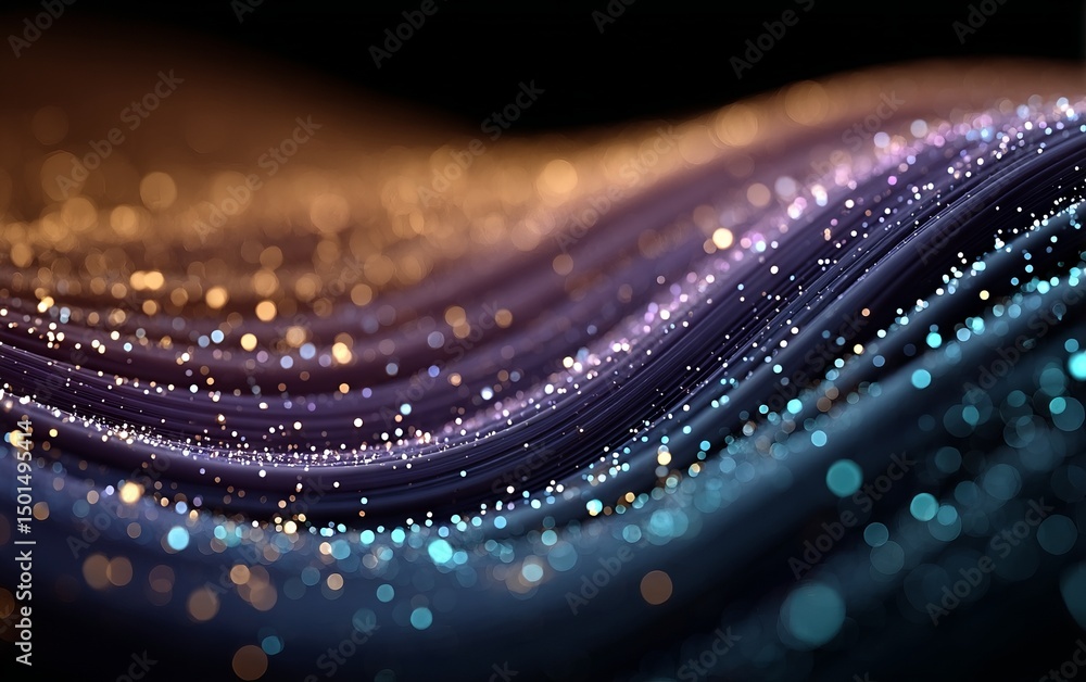 Poster a colorful wave of light with many small dots