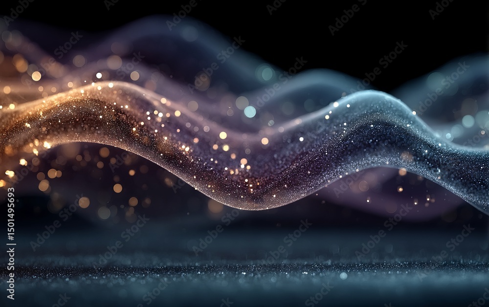 Poster a colorful wave of light with many small dots