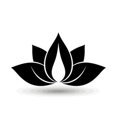 Obraz premium A black and white graphic of a lotus flower with a shadow on a plain white background design element