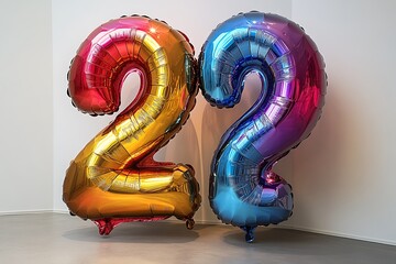 Iridescent number twenty two balloons party decor