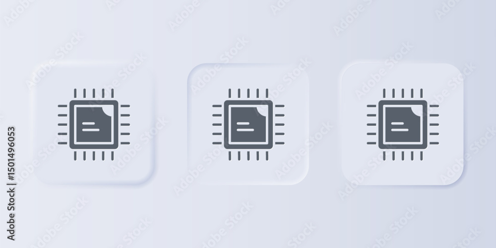 Aufkleber Grey Computer processor with microcircuits CPU icon isolated on grey background. Chip or cpu with circuit board. Micro processor. Set icons in square buttons. Vector