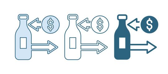 Blue Reception and sale of glass bottles icon isolated on white background. Vector