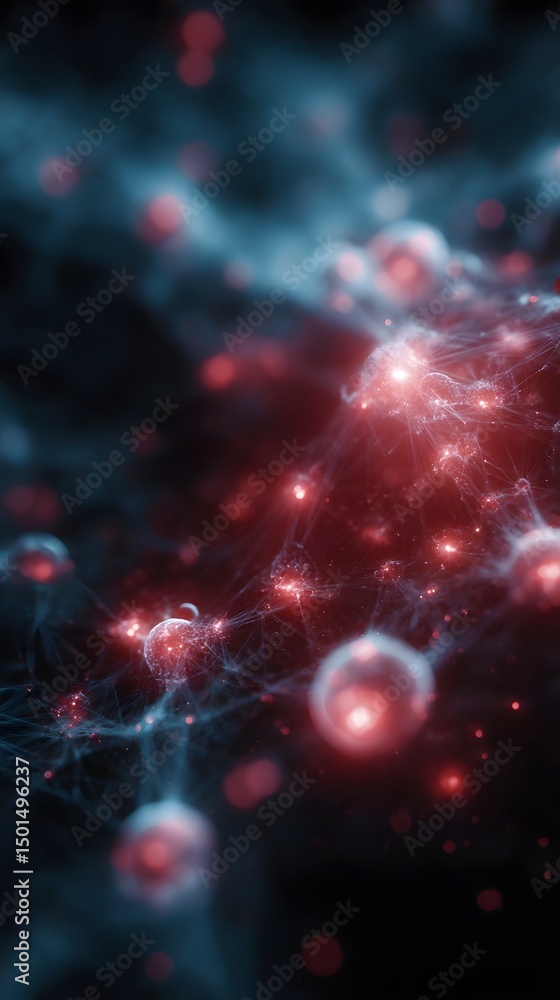 Canvas Prints a network of holographic atoms in 3d space