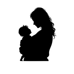 silhouette of mother and baby