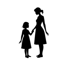 silhouette of mother and daughter