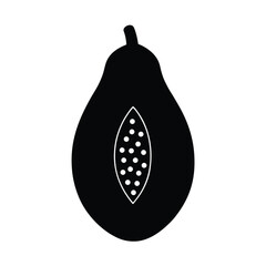 Papaya fruit vector silhouette