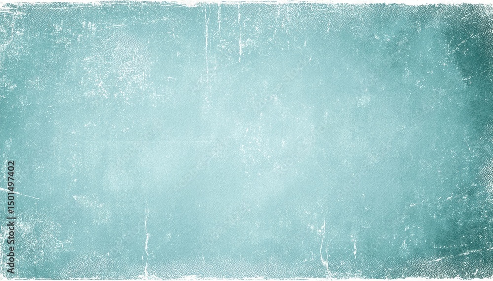 Aufkleber  distressed teal grunge texture background with halftone pattern and scratched border for vintage web design or print branding