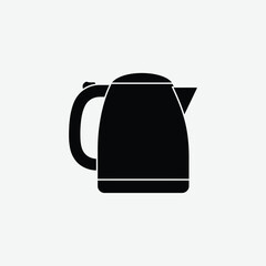 Obraz premium Minimalist Electric Kettle Icon – 2D Vector Black Silhouette Flat Design on White Background