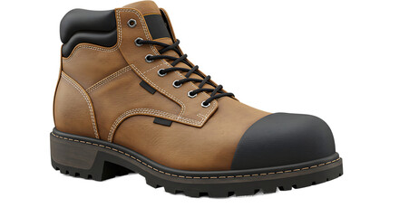Rugged brown work boot stands ready