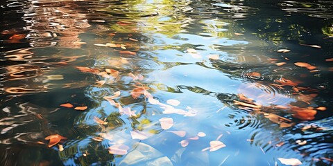 autumn leaves in water