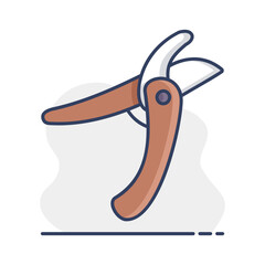 Pruning scissors, garden secateurs vector icon