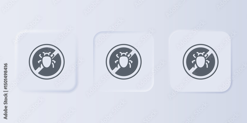 Poster grey stop colorado beetle icon isolated on grey background. set icons in square buttons. vector