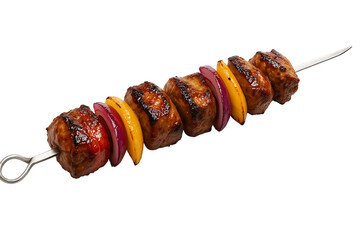 Tasty Grilled Kebab Set on Skewers isolated on transparent background