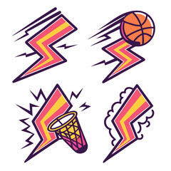 Fast action basketball graphics retro style sport design elements © RABBY