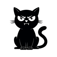 Festive Cat Sitting Silhouette Vector