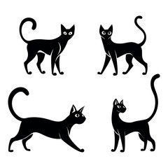 Cute Cat Lying Silhouette Vector Art