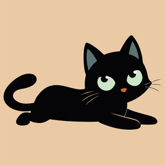 Cheerful Cat Mascot Silhouette Design