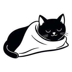 Intense Cat Solid Black Silhouette