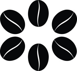 Fototapeta premium Coffee bean silhouette set. Coffee bean icon set. Black coffee bean isolated set vector illustration