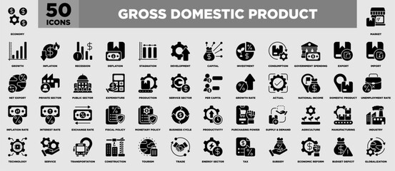 Gross Domestic Product Iconset Glyph Black Solid