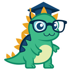 Obraz premium Stegosaurus school mascot with glasses and graduation cap vector illustration