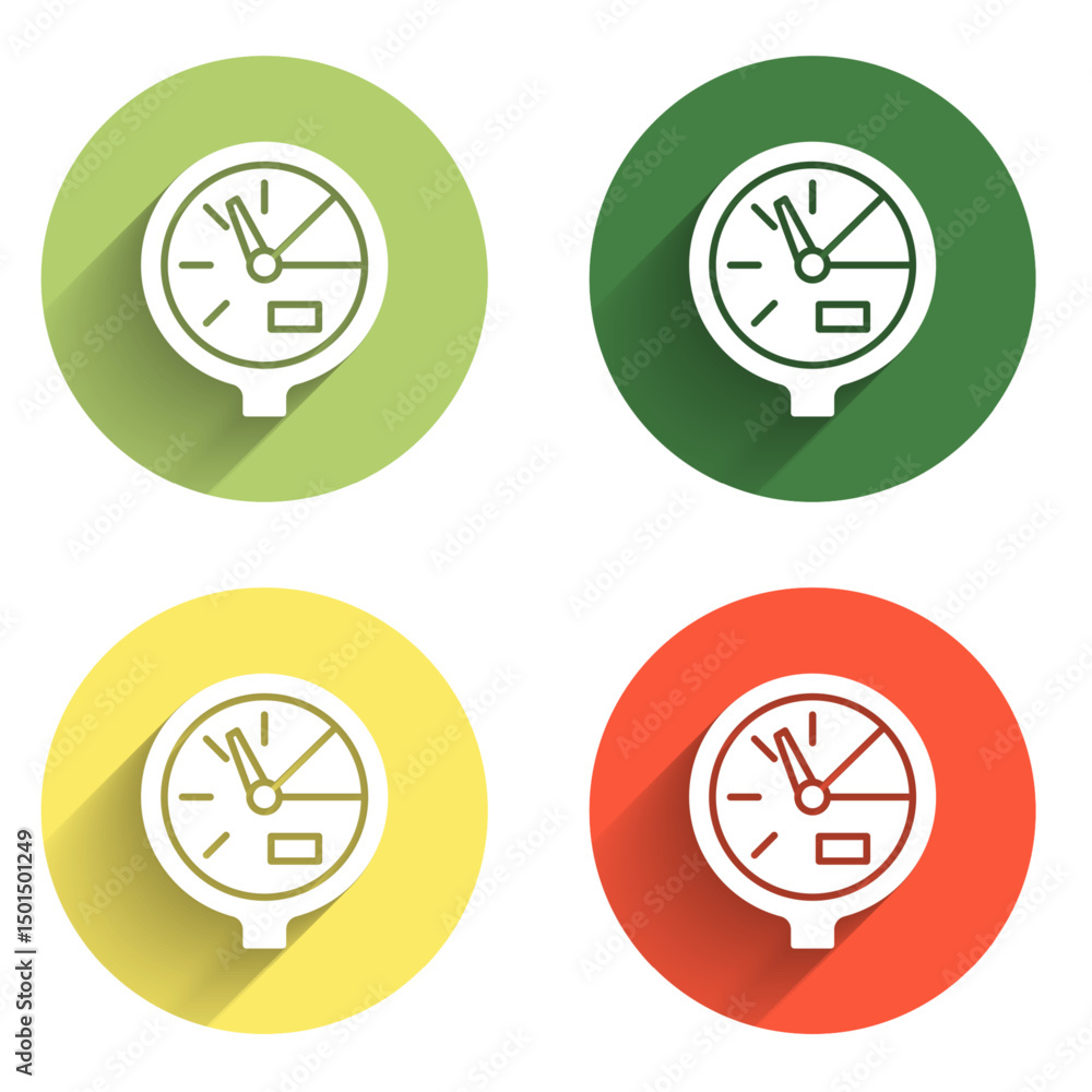Poster set water meter icon isolated with long shadow background. color circle button. vector