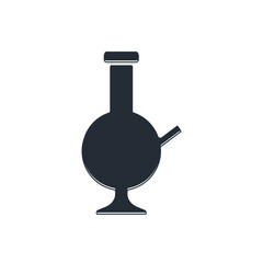 Black Glass bong for smoking marijuana or cannabis icon isolated on white background. Vector
