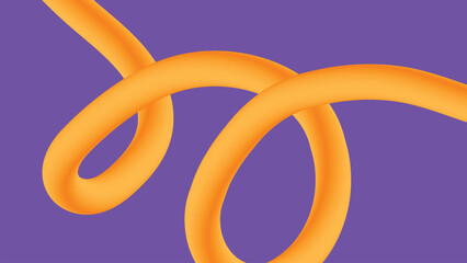 Double Curved Orange Tube Art on Purple Background