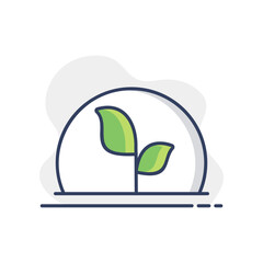 Greenhouse with green plants inside vector icon