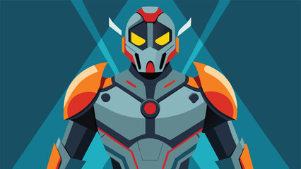 Futuristic robotic exoskeleton suit illustration.