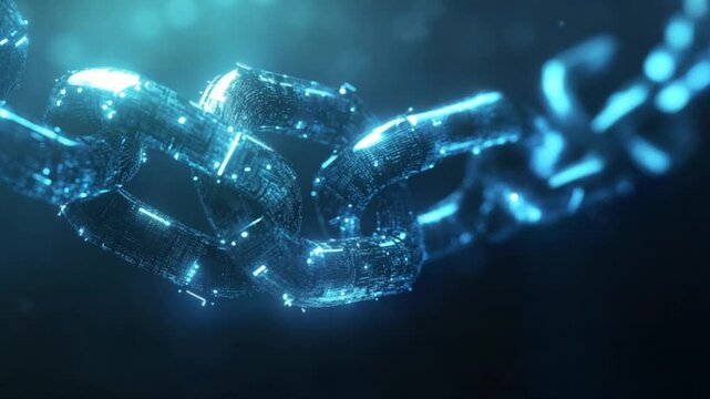 Glowing Chain Links, Abstract Background, Security Concept