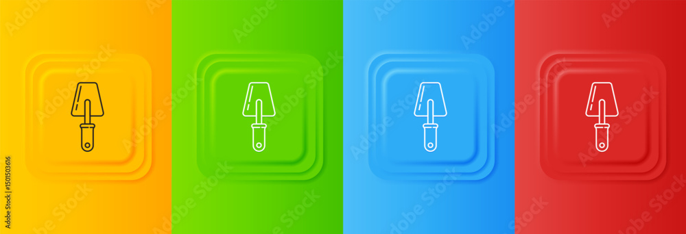 Poster white trowel icon isolated on colorful background. set icons in square buttons. vector