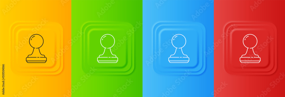 Poster white stamp icon isolated on colorful background. set icons in square buttons. vector