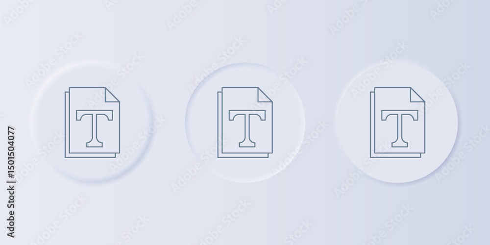 Poster grey text file document icon isolated on grey background. set icons in square buttons. vector